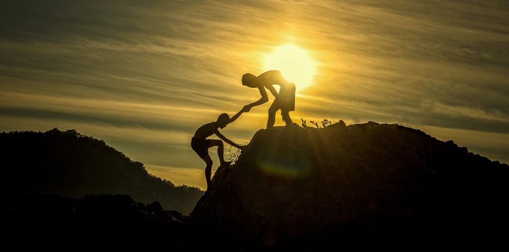 sunset, men, silhouettes